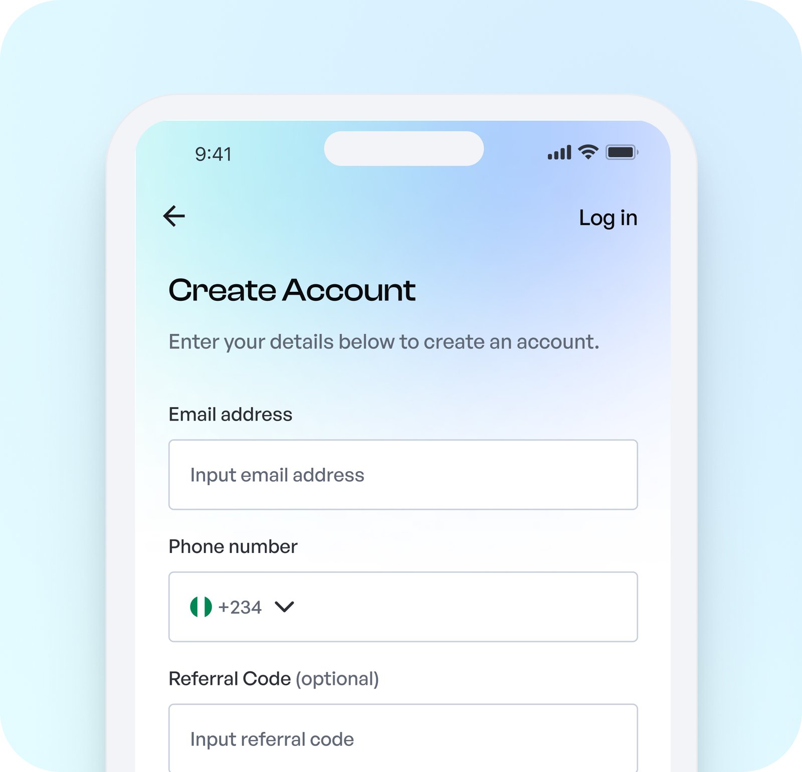 Step 2 – Create account